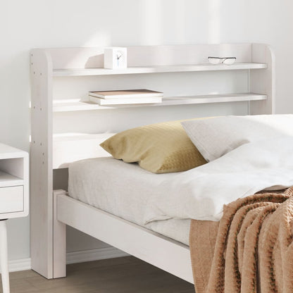 Testiera con Ripiani Bianca 90 cm in Legno Massello di Pino | homemem39
