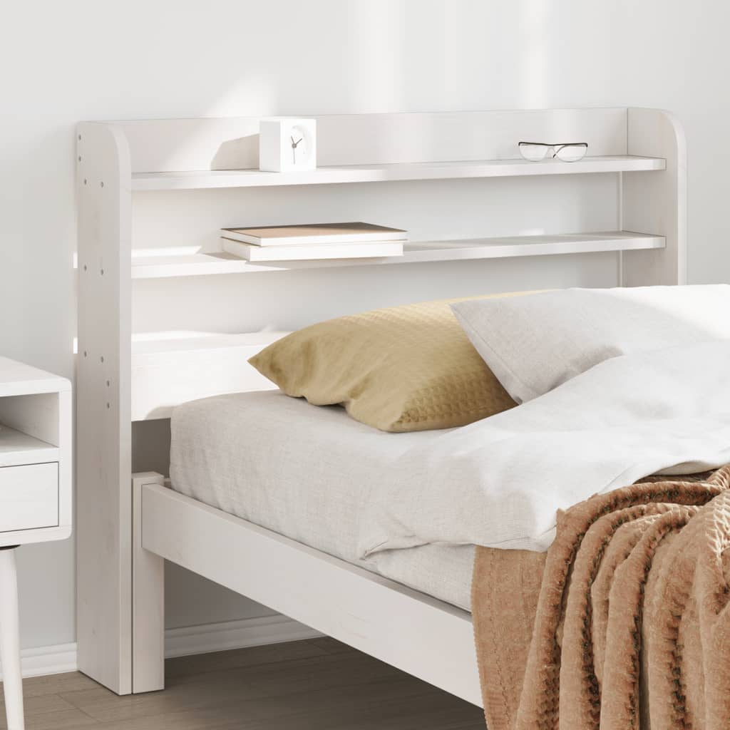 Testiera con Ripiani Bianca 75 cm in Legno Massello di Pino | homemem39