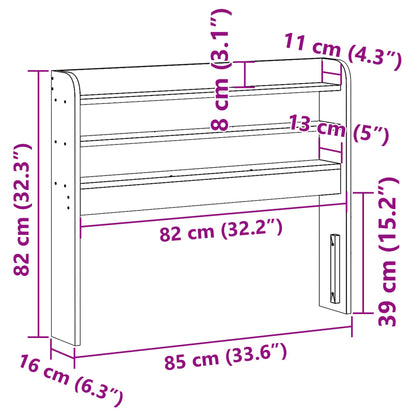 Testiera con Ripiani Marrone Cera 75 cm Legno Massello di Pino