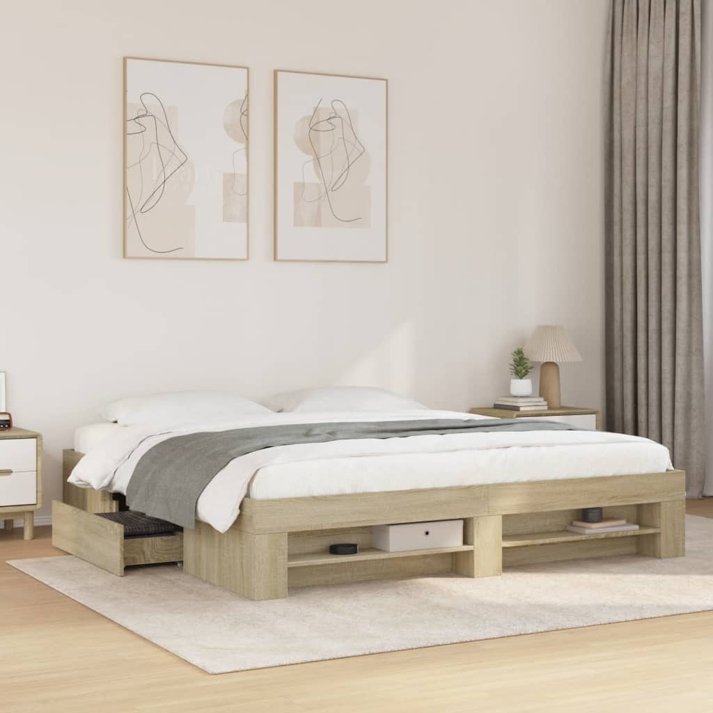 Giroletto senza Materasso Rovere Sonoma 200x200cm in Truciolato