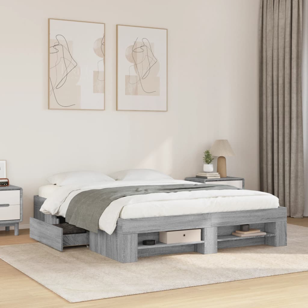 Giroletto senza Materasso Grigio Sonoma 160x200 cm Truciolato | homemem39