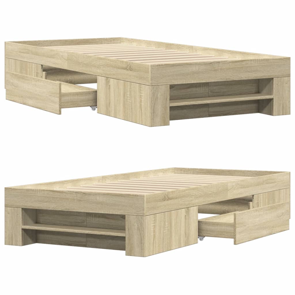 Giroletto senza Materasso Rovere Sonoma 90x200 cm in Truciolato - homemem39