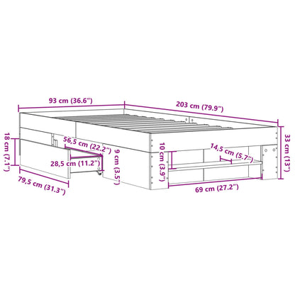 Giroletto senza Materasso Rovere Fumo 90x200 cm in Truciolato