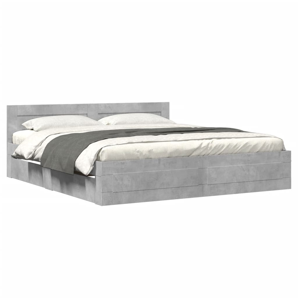 Giroletto Testiera Grigio Cemento 180x200 cm Legno Multistrato | homemem39