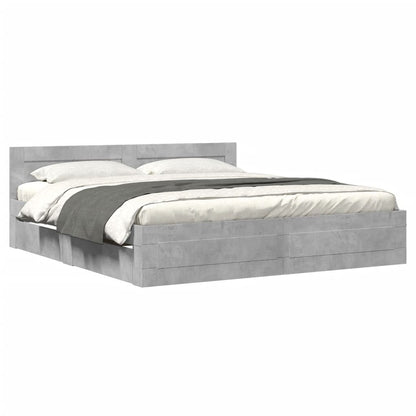 Giroletto Testiera Grigio Cemento 180x200 cm Legno Multistrato