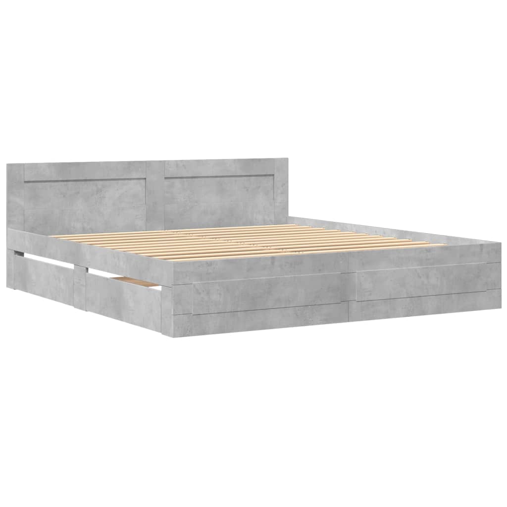 Giroletto Testiera Grigio Cemento 180x200 cm Legno Multistrato