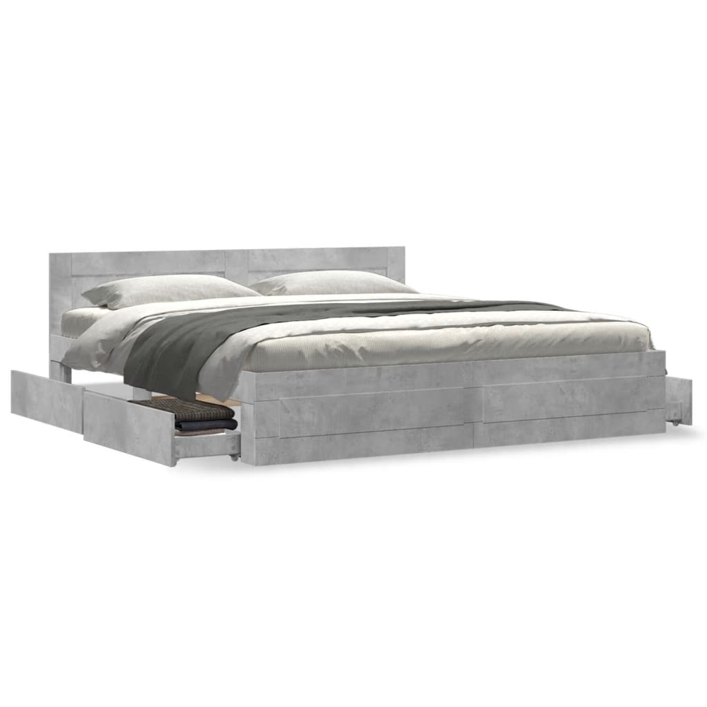 Giroletto Testiera Grigio Cemento 180x200 cm Legno Multistrato