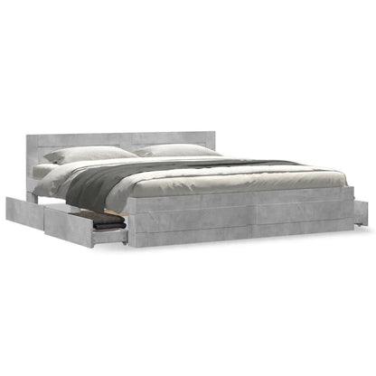 Giroletto Testiera Grigio Cemento 180x200 cm Legno Multistrato