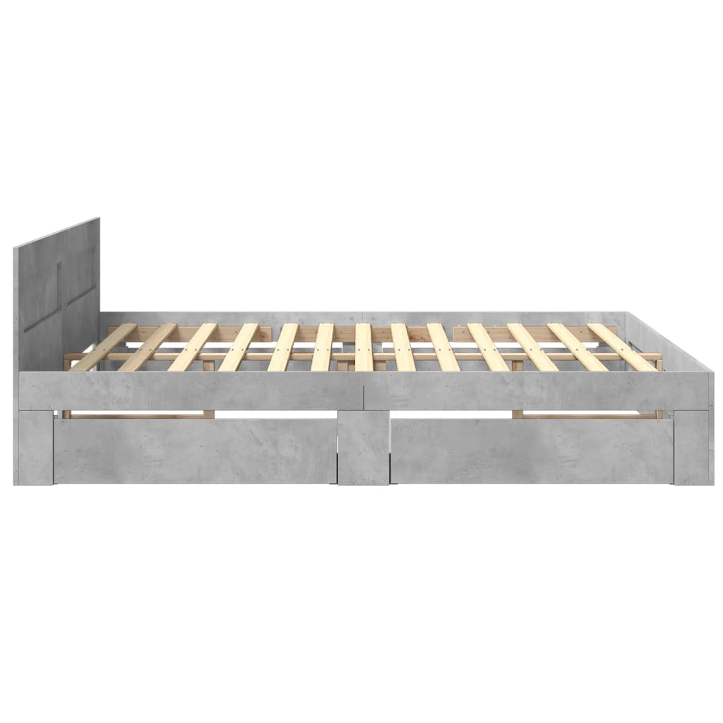 Giroletto Testiera Grigio Cemento 180x200 cm Legno Multistrato