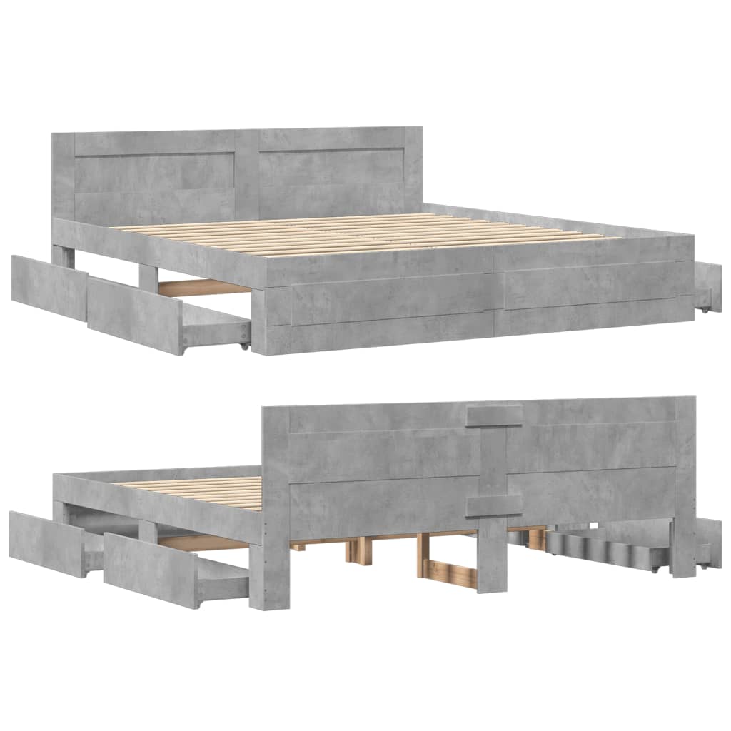 Giroletto Testiera Grigio Cemento 180x200 cm Legno Multistrato