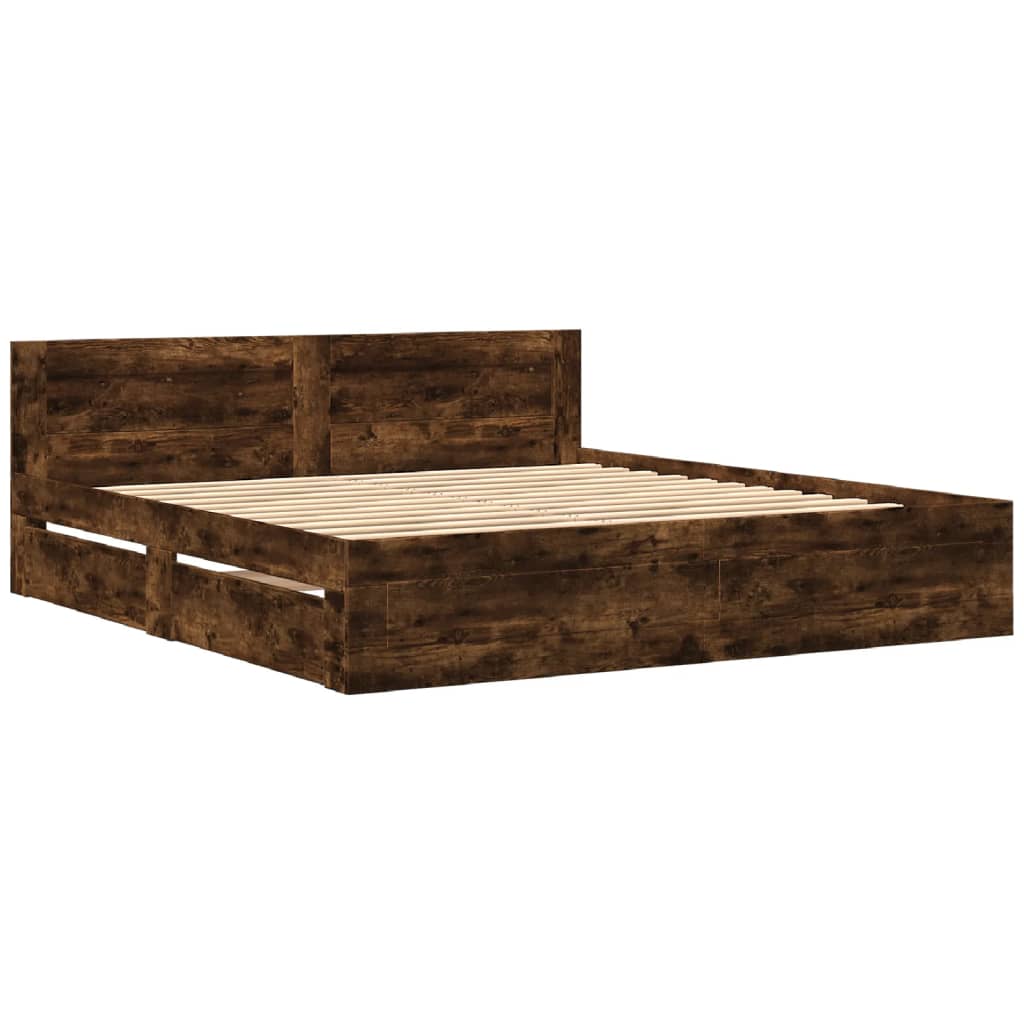 Giroletto con Testiera Rovere Fumo 180x200 cm Legno Multistrato | homemem39