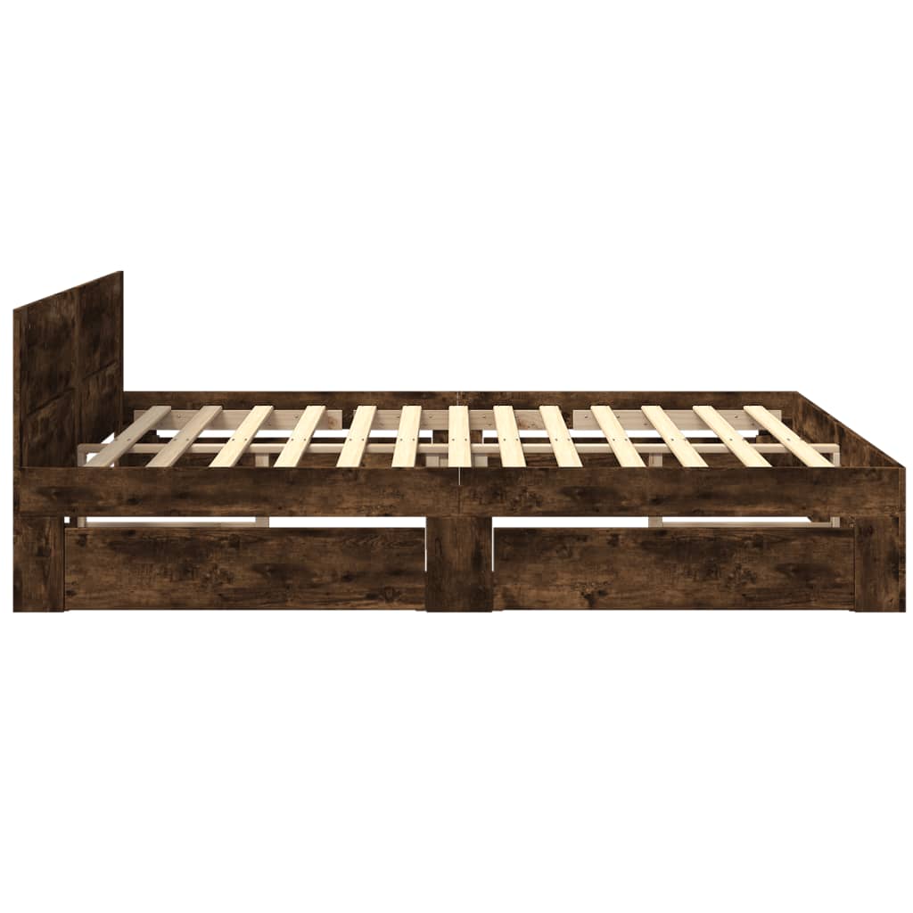Giroletto con Testiera Rovere Fumo 180x200 cm Legno Multistrato | homemem39