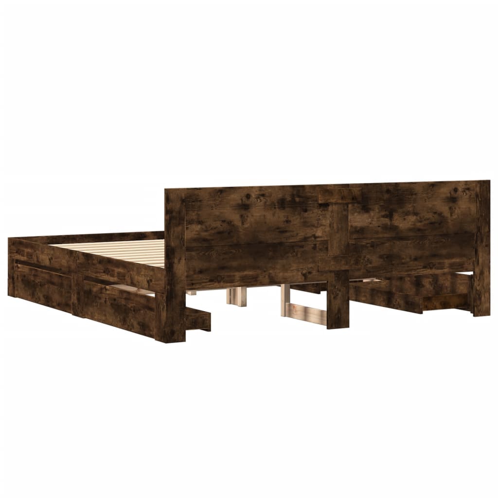 Giroletto con Testiera Rovere Fumo 180x200 cm Legno Multistrato | homemem39