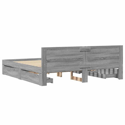 Giroletto Testiera Grigio Sonoma 180x200 cm Legno Multistrato