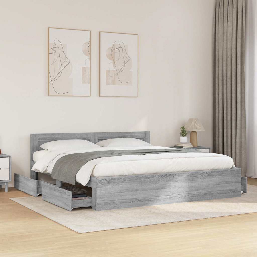 Giroletto Testiera Grigio Sonoma 180x200 cm Legno Multistrato | homemem39
