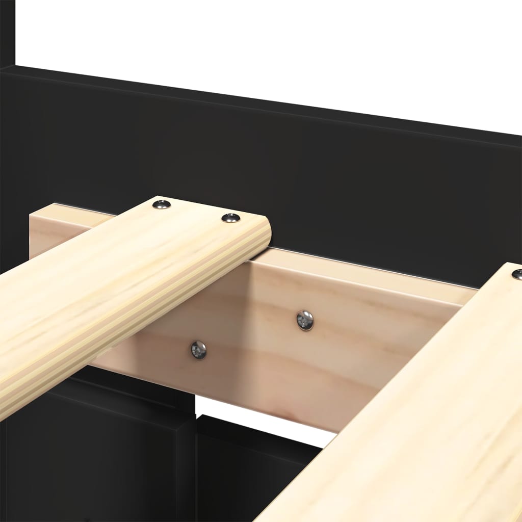 Giroletto con Testiera senza Materasso Nero 160x200 cm - homemem39