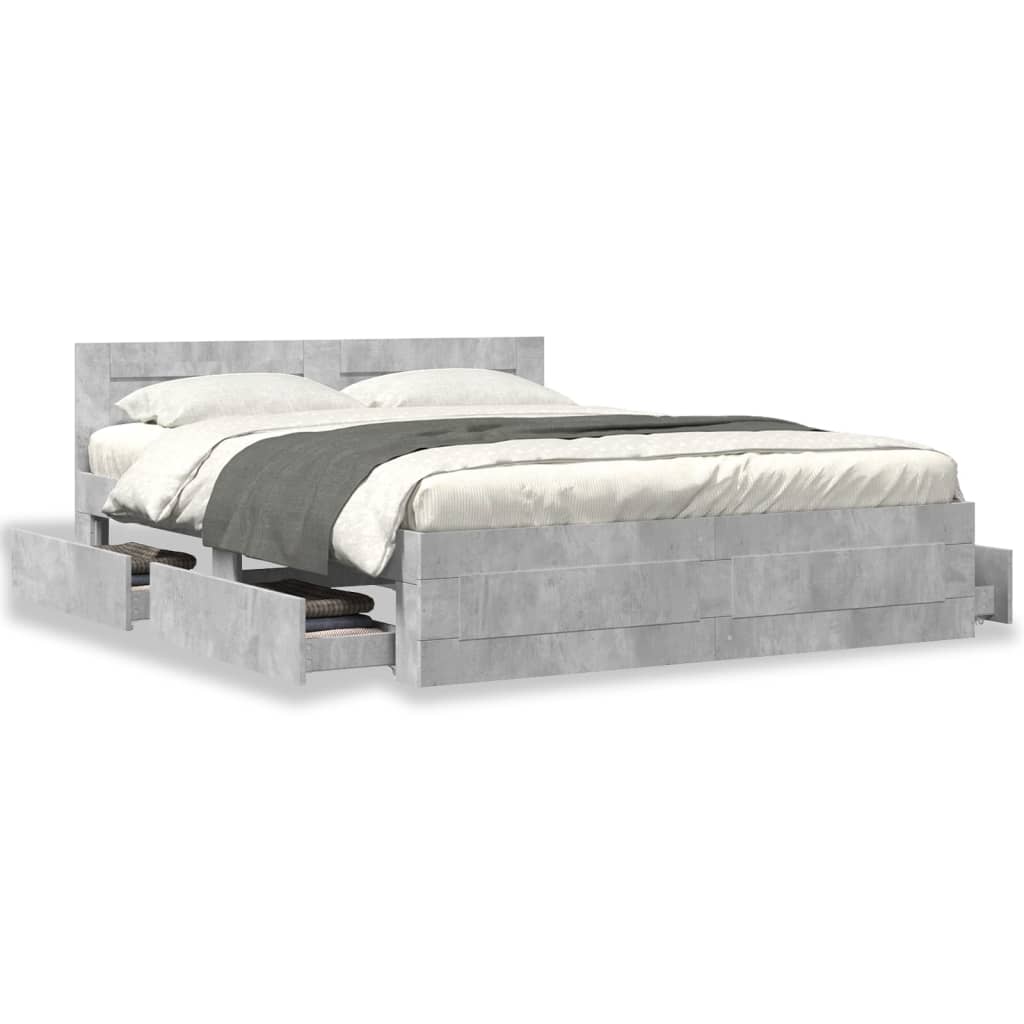 Giroletto Testiera Grigio Cemento 160x200 cm Legno Multistrato