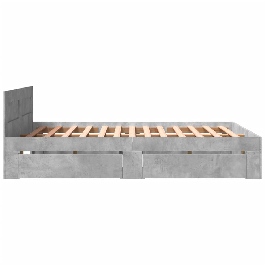 Giroletto Testiera Grigio Cemento 160x200 cm Legno Multistrato