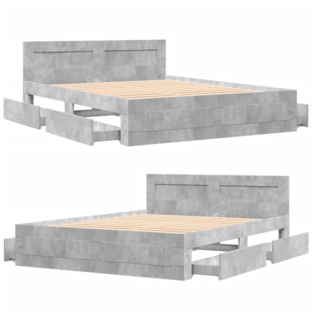 Giroletto Testiera Grigio Cemento 160x200 cm Legno Multistrato