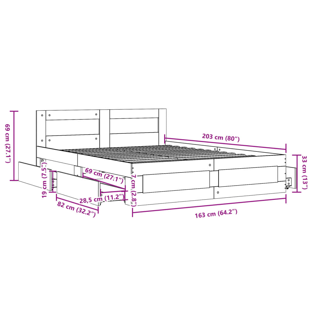 Giroletto Testiera Grigio Cemento 160x200 cm Legno Multistrato