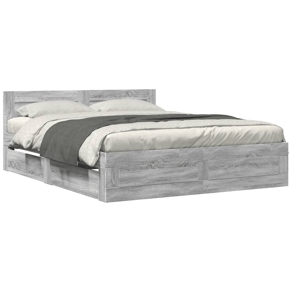 Giroletto Testiera Grigio Sonoma 160x200 cm Legno Multistrato | homemem39