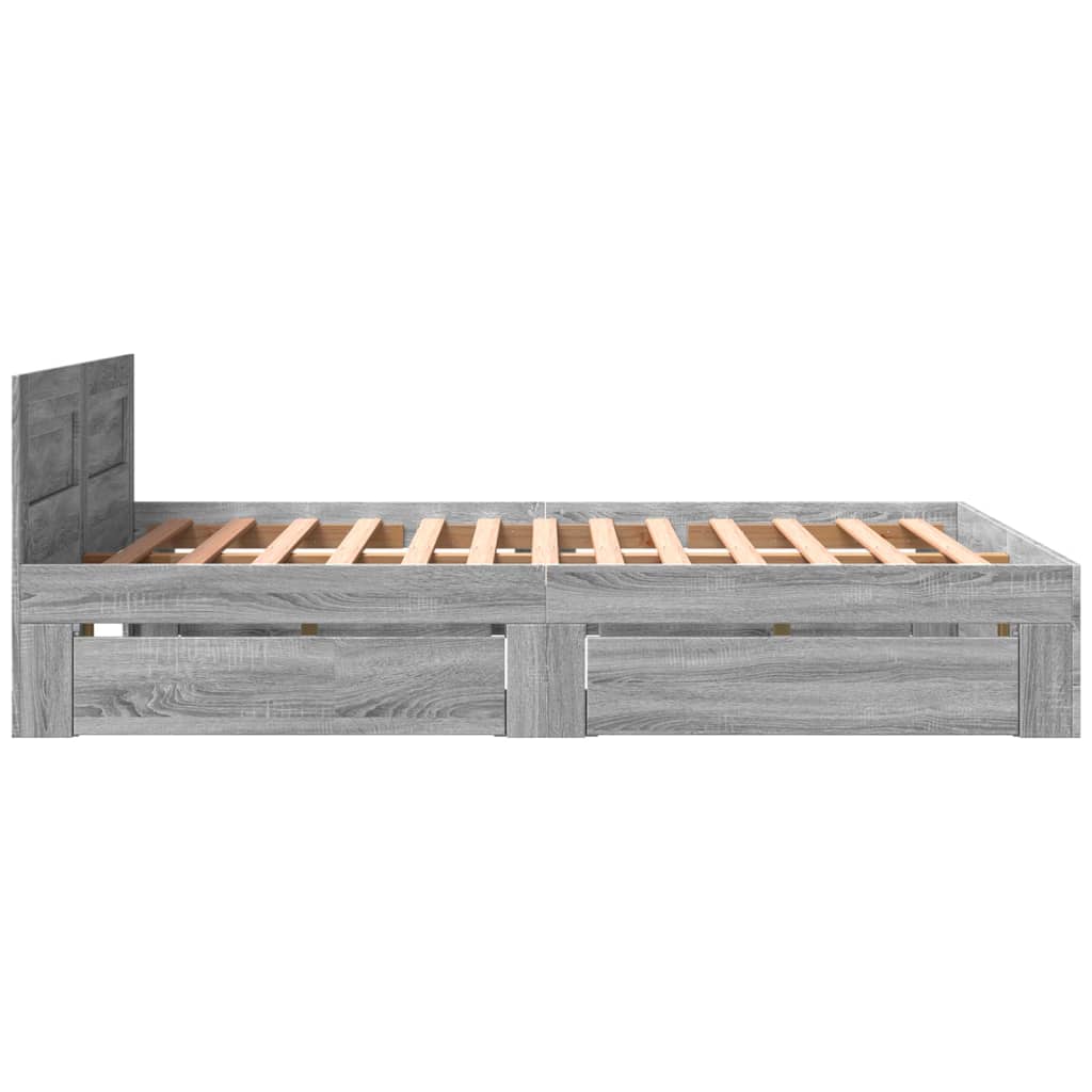 Giroletto Testiera Grigio Sonoma 160x200 cm Legno Multistrato