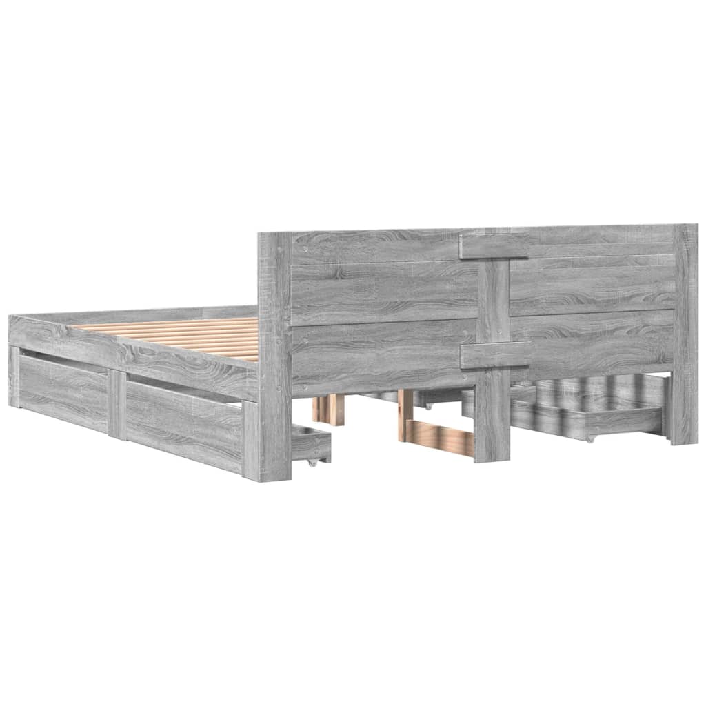 Giroletto Testiera Grigio Sonoma 160x200 cm Legno Multistrato