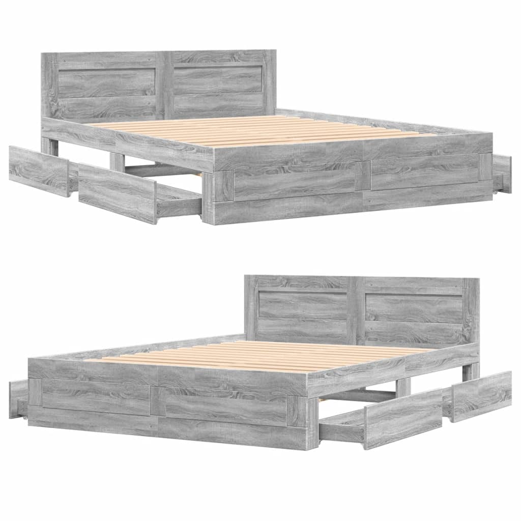 Giroletto Testiera Grigio Sonoma 160x200 cm Legno Multistrato | homemem39