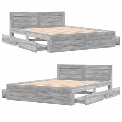 Giroletto Testiera Grigio Sonoma 160x200 cm Legno Multistrato