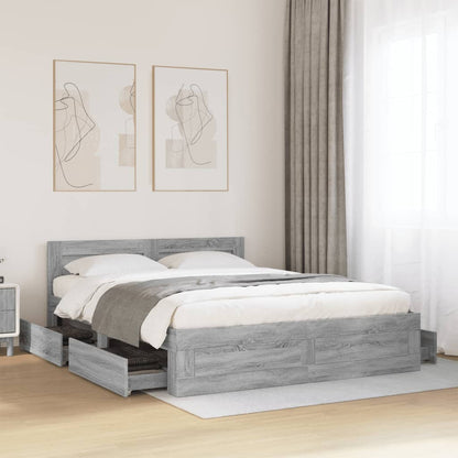 Giroletto Testiera Grigio Sonoma 160x200 cm Legno Multistrato