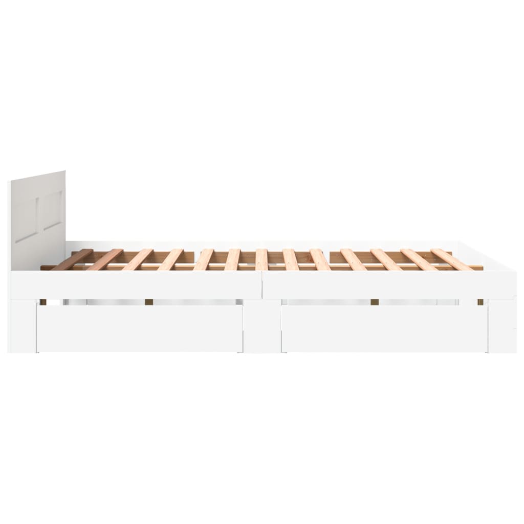 Giroletto con Testiera Bianco 150x200 cm in Legno Multistrato