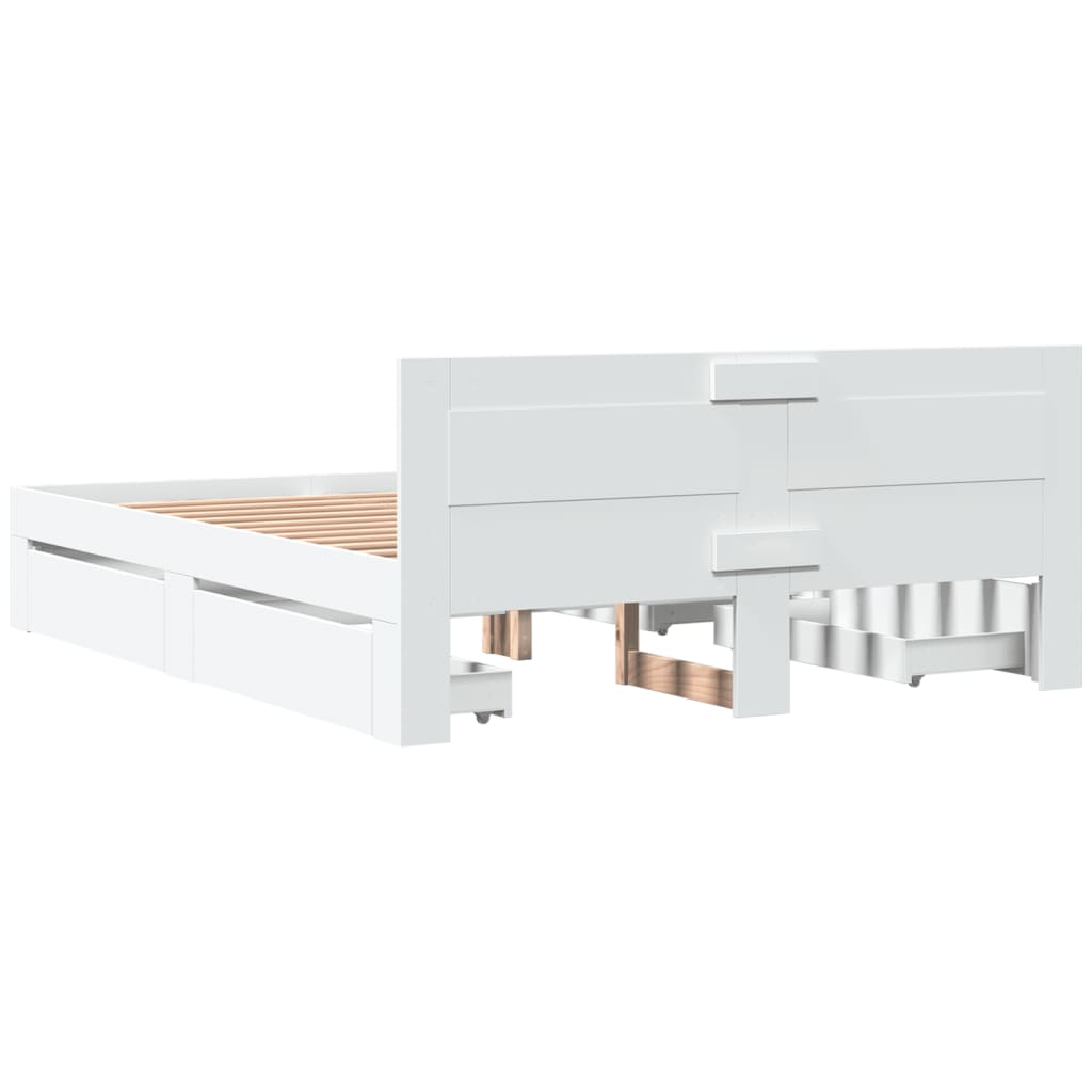 Giroletto con Testiera Bianco 150x200 cm in Legno Multistrato
