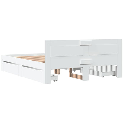 Giroletto con Testiera Bianco 150x200 cm in Legno Multistrato
