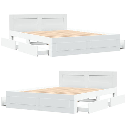 Giroletto con Testiera Bianco 150x200 cm in Legno Multistrato
