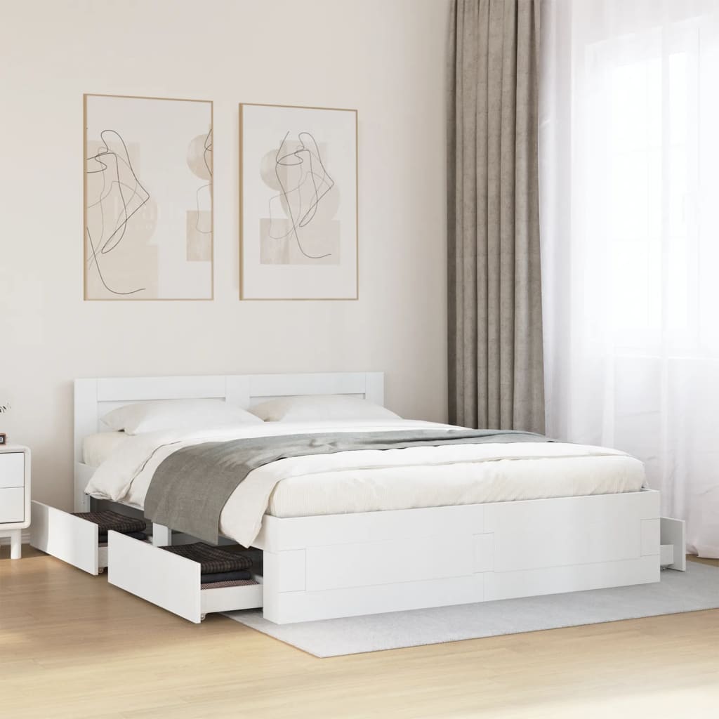 Giroletto con Testiera Bianco 150x200 cm in Legno Multistrato | homemem39