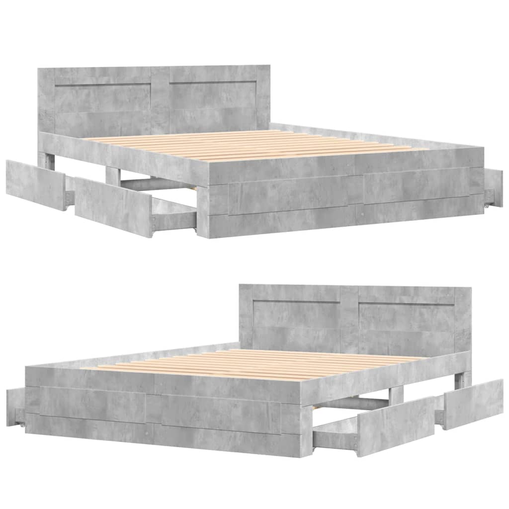 Giroletto Testiera Grigio Cemento 150x200 cm Legno Multistrato | homemem39