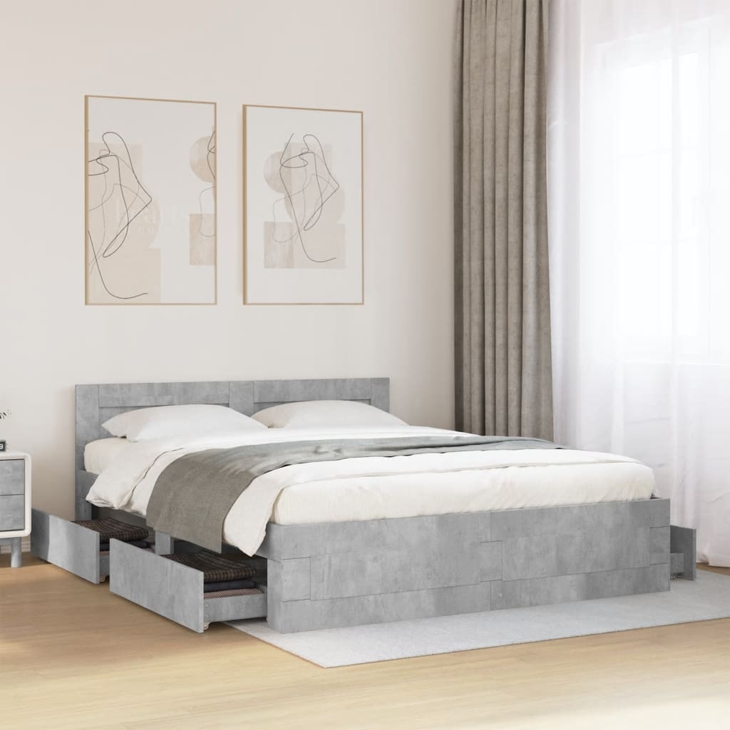 Giroletto Testiera Grigio Cemento 150x200 cm Legno Multistrato | homemem39