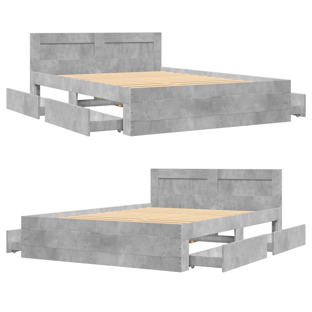 Giroletto Testiera Grigio Cemento 140x200 cm Legno Multistrato | homemem39