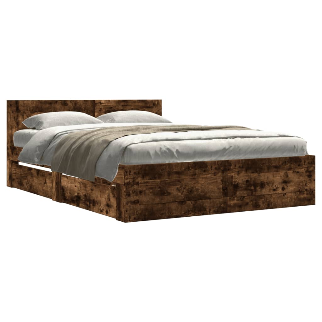 Giroletto con Testiera Rovere Fumo 140x200 cm Legno Multistrato | homemem39