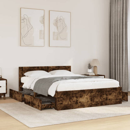 Giroletto con Testiera Rovere Fumo 140x200 cm Legno Multistrato | homemem39