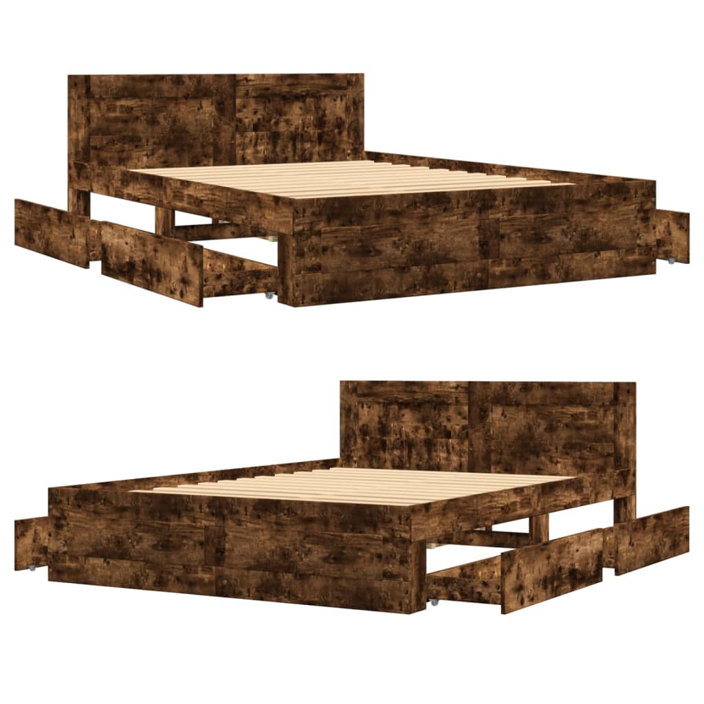 Giroletto con Testiera Rovere Fumo 120x200 cm Legno Multistrato