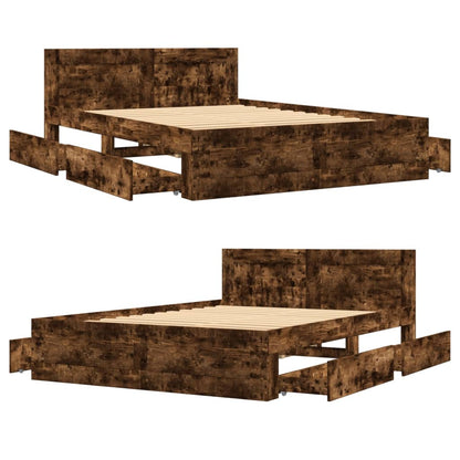 Giroletto con Testiera Rovere Fumo 120x200 cm Legno Multistrato