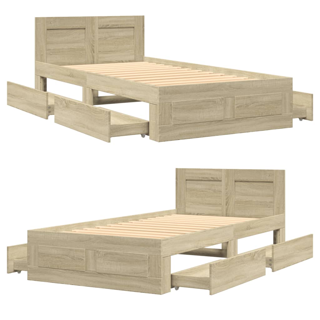 Giroletto con Testiera Rovere Sonoma 90x200cm Legno Multistrato