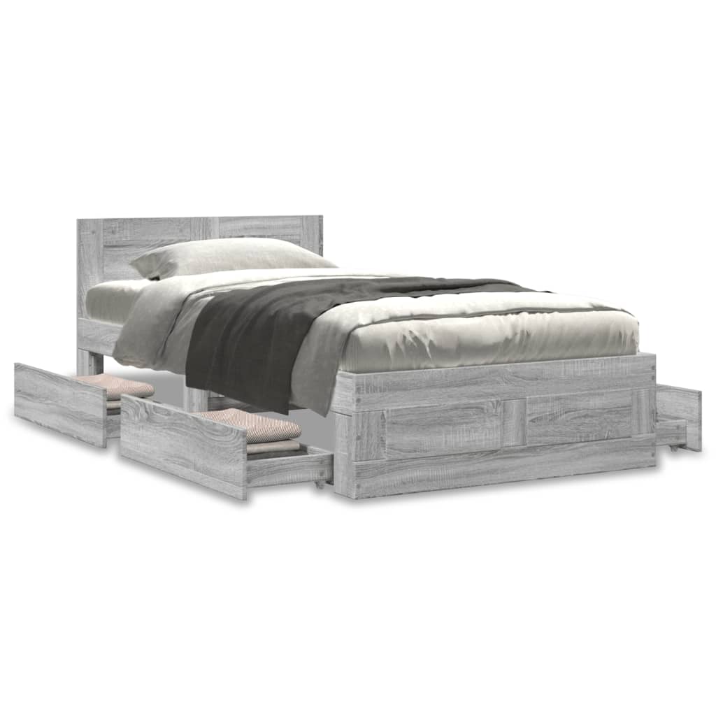 Giroletto Testiera Grigio Cemento 90x200 cm Legno Multistrato