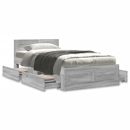 Giroletto con Testiera Grigio Sonoma 90x200cm Legno Multistrato