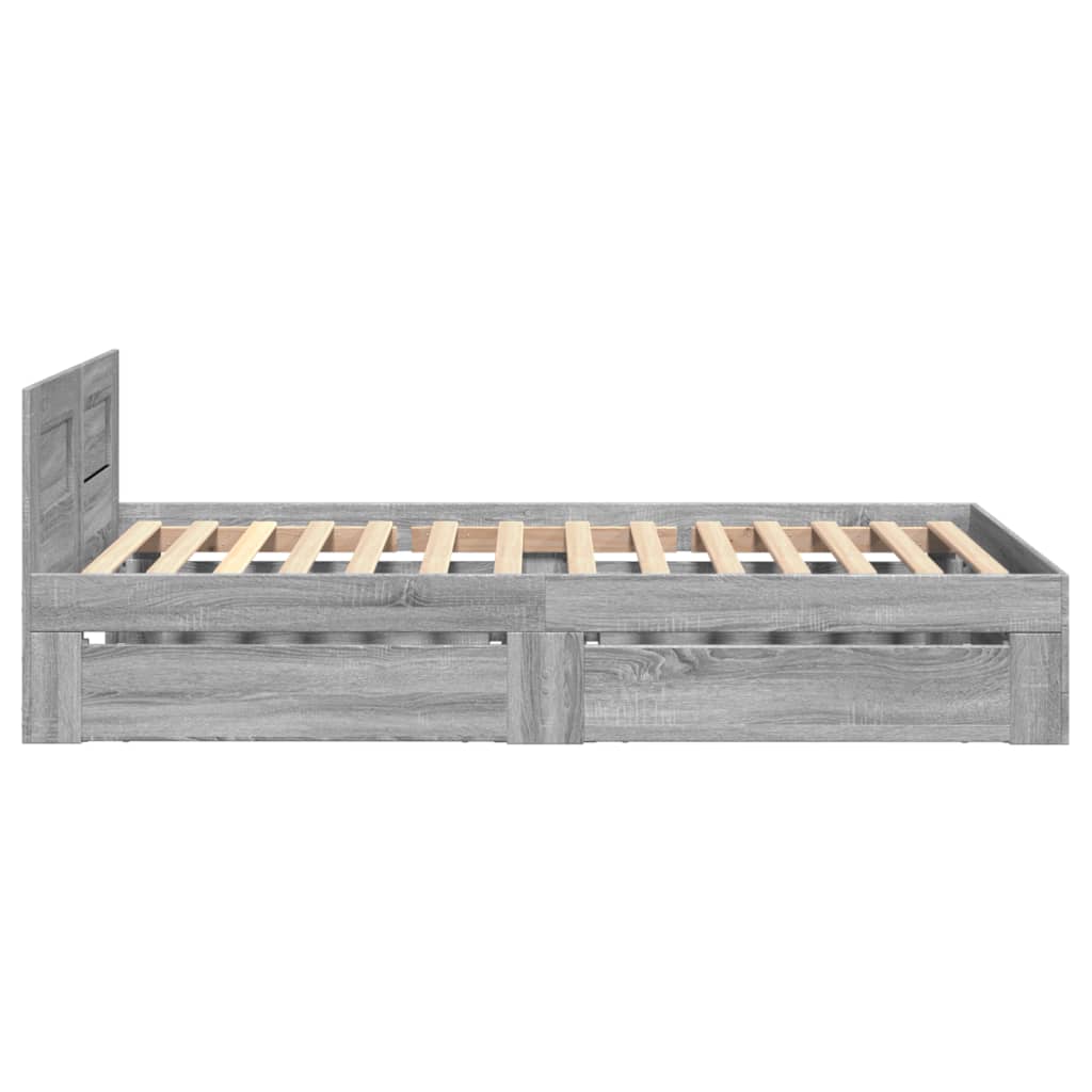 Giroletto con Testiera Grigio Sonoma 90x200cm Legno Multistrato