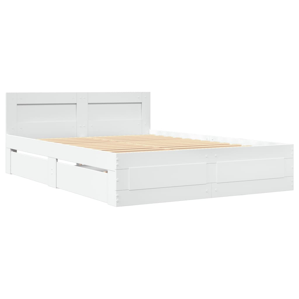Giroletto con Testiera Bianco 120x190 cm in Legno Multistrato
