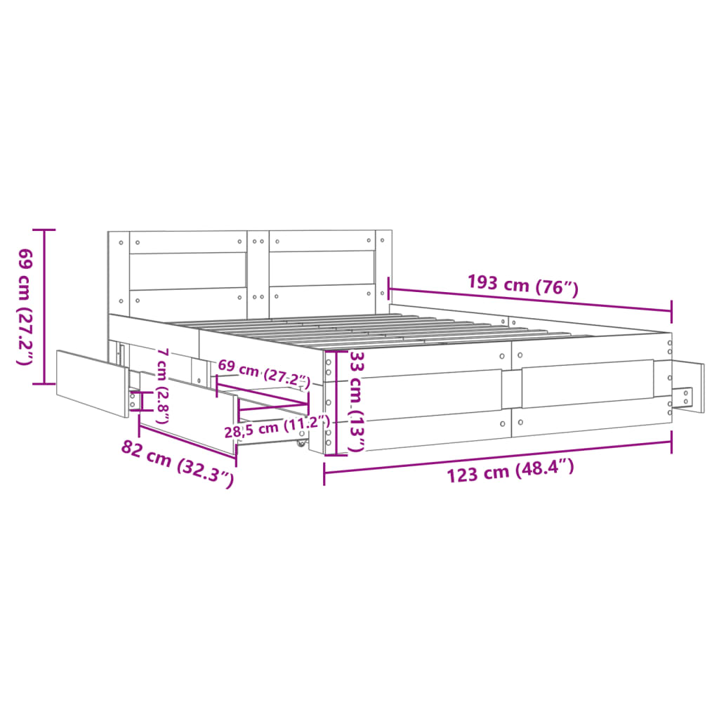 Giroletto con Testiera Bianco 120x190 cm in Legno Multistrato | homemem39