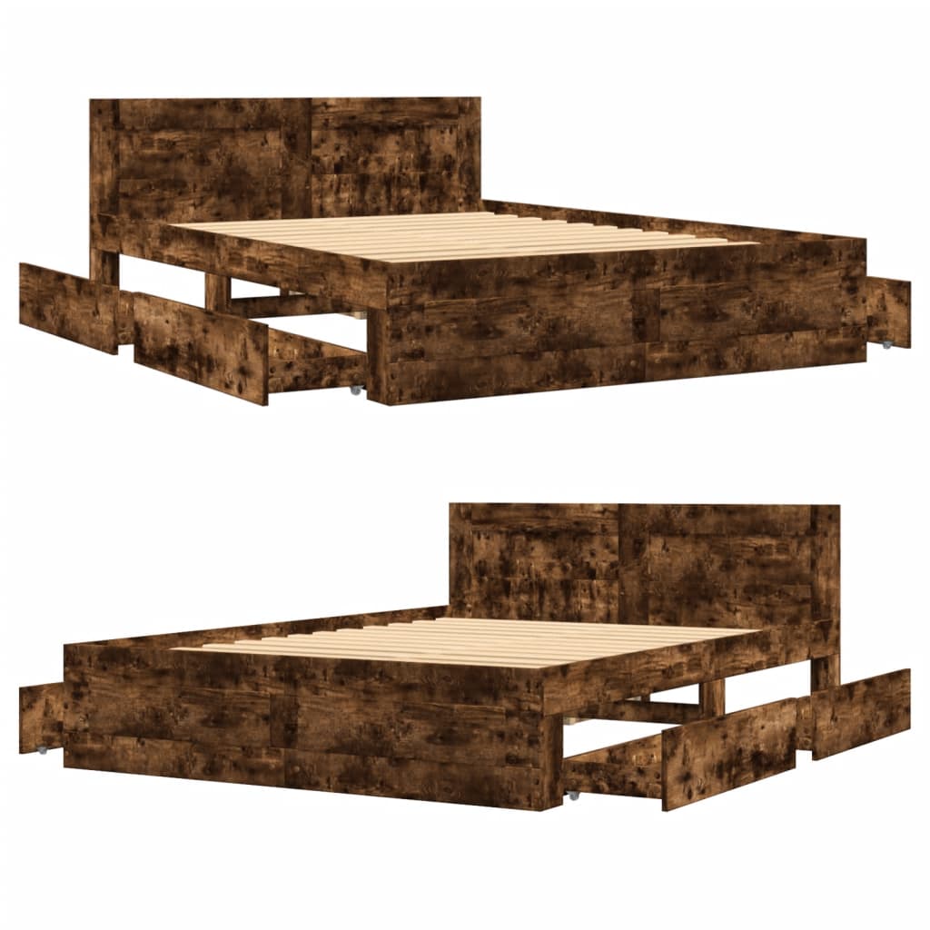 Giroletto con Testiera Rovere Fumo 120x190 cm Legno Multistrato