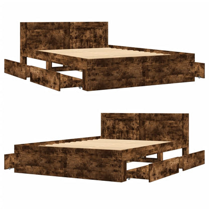 Giroletto con Testiera Rovere Fumo 120x190 cm Legno Multistrato